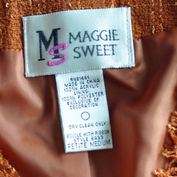 Maggie Sweet woven boucle rust jacket petite M - Picture 3 of 5